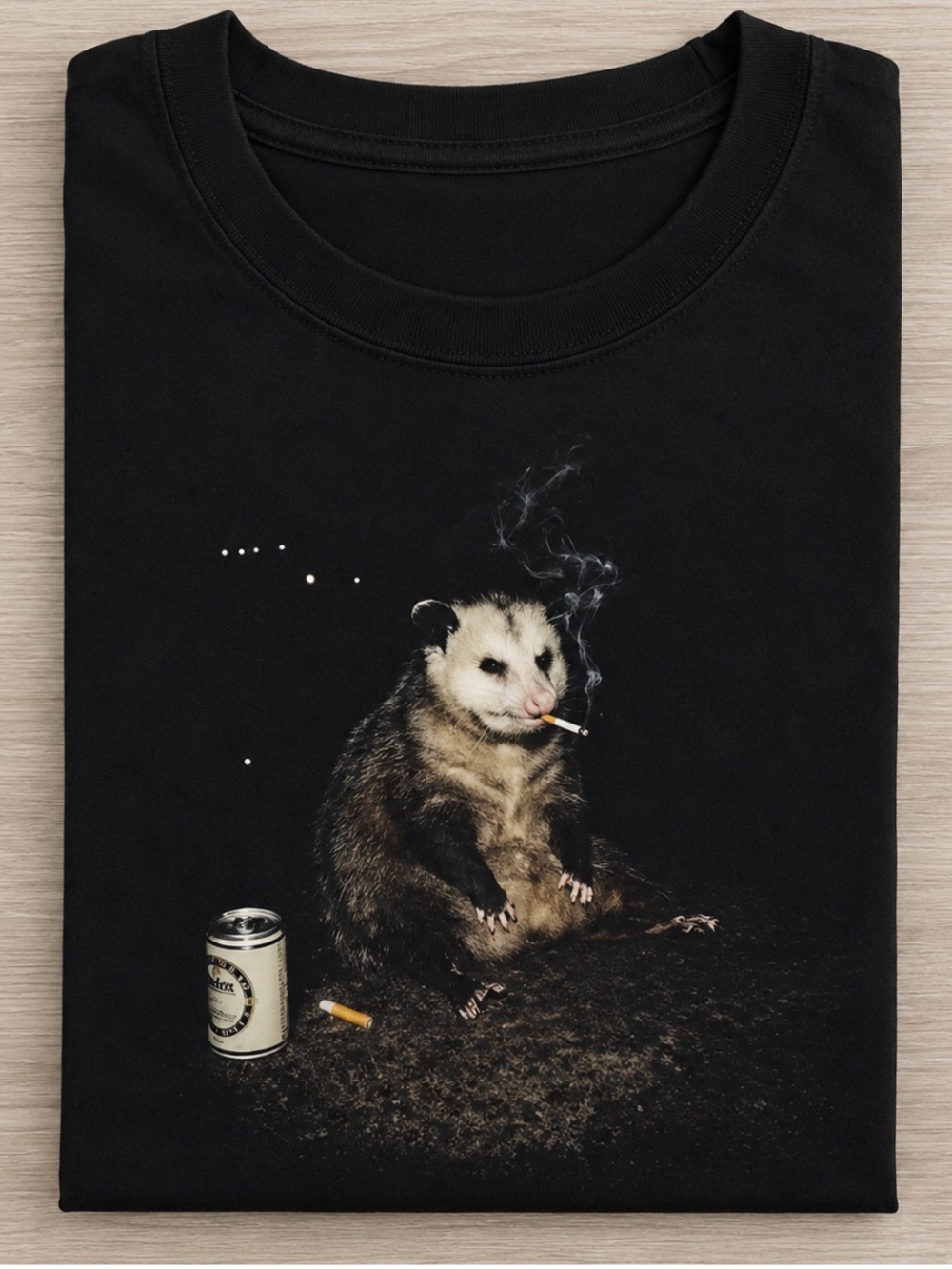 Black Funny Opossum Graphic Tee Vintage Unisex Shirt